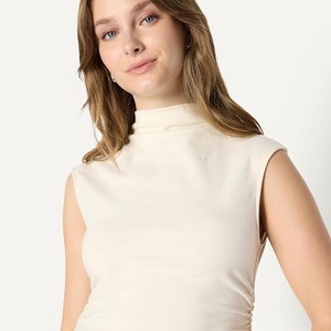 Haut gainant sans couture pour femme, col roulé, contrôle léger, mélange coton élasthanne, usage quotidien - Product Image 6