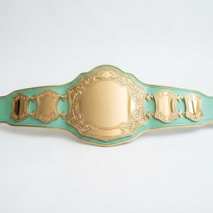 Ceinture de championnat de boxe plaquée or personnalisée, trophée sportif de lutte, récompense de compétition, plaques métalliques, sangle en cuir - Product Image 2