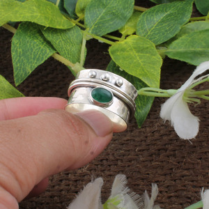 Wholesale Shree Jaipur Silver 925 Sterling Silver Amethyst Classic <b>Spinner</b> <b>Ring</b> Hammered Beaded Multi Band Gemstone <b>Ring</b> - Product Image 3