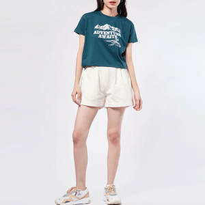 เสื้อยืดครอปท็อปแฟชั่นผ้าแคนวาสทรงหลวม ระบายอากาศได้ดี แห้งเร็ว คอวี ดีไซน์ใหม่ไม่ซ้ำใคร สำหรับผู้หญิง - Product Image 3