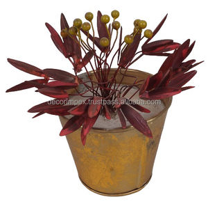 Pot de fleurs décoratif en tôle de fer multicolore de couleur naturelle plantes noël vente en gros intérieur noël fait à la main - Product Image 4
