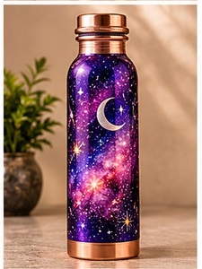 Portable Copper <b>Water</b> <b>Bottle</b> with Colorful Floral Pattern <b>Metal</b> Flask for Home - Product Image 6