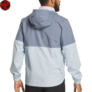Veste coupe-vent pour homme, à blocs de couleur, avec capuche, fermeture éclair sur le devant, logo, tissu tricoté, légère, décontractée, pour l'hiver, pour l'extérieur - Product Image 4