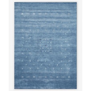 Tapis tribal bleu clair, tissé à la main, géométrique, en laine marocaine, style minimaliste pour salon, chambre à coucher, décoration intérieure - Product Image 1