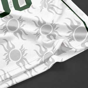 Uniforme de Baloncesto Personalizado Blanco y Verde con Estampado de Llama Solar, Nombre y Número Personalizados, Uniforme de Equipo para Adultos Unisex, Malla Transpirable - Product Image 4