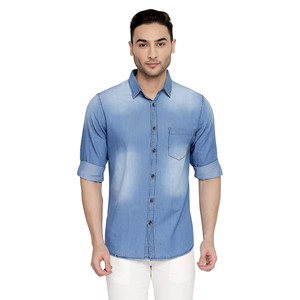 Mens Denim Shirt Long Sleeve Casual Button Down <b>Jean</b> Top <b>Soft</b> Washed Cotton Fashion Shirt for Street and Daily Wear - Product Image 6