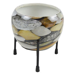 Maceta Decorativa con Diseño Floral y Acabado Colorido, con Soporte de Color Brillante, Ideal para Decoración de Restaurantes - Product Image 3