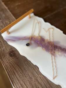 Purple and White Resin <b>Tray</b> with Gold Handles – Handmade Jewelry Display <b>Vanity</b> <b>Tray</b> Decorative Serving <b>Tray</b> Glam Gift for Her - Product Image 4