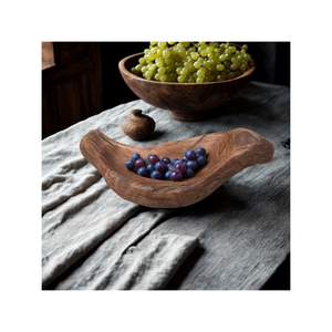 Bol de service en bois d'acacia fait main, bol en bois irrégulier, grain naturel, plat de service décoratif pour Noël - Product Image 4