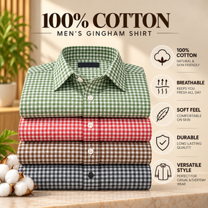 Camisa Clásica de Cuadros para Hombre, 100% Algodón, Suave y Transpirable, con Botones, para Uso Diario Informal, Proveedor de Camisas para Hombre al por Mayor - Product Image 5