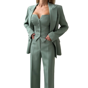 Latest Model Plain Formal Business for Womens Comfortable Wedding Wear Two Pieces Polyester Blazers Dress Pant Coat Tuxedo <b>Suits</b> - Product Image 3