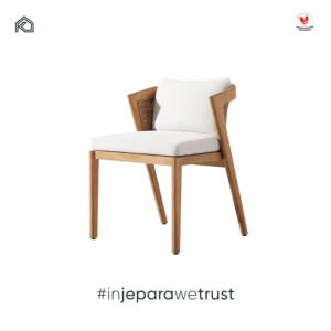 Silla de Comedor de Ratán Tejido con Madera de Teca Natural de Lujo, con Cojín de Tela, Muebles de Comedor Tropicales para Interiores - Product Image 3