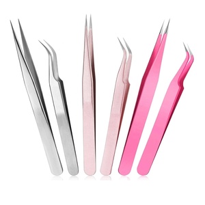 Wholesale Custom Logo Stainless Steel Precision Durable Eyelash <b>Extension</b> Tweezers Smooth Tip Makeup Tool and Eyelash Applicator - Product Image 1