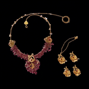 Ensemble de bijoux de mariée au design paon, collier et boucles d'oreilles plaqués or, bijoux fins - Product Image 3