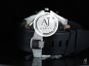 Diamond Inlay <b>Automatic</b> Mechanical Tourbillon <b>Chronograph</b> Watch Sapphire Crystal Stainless Steel Case Rubber Black Strap Luxury - Product Image 2