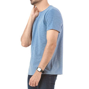 Men's Solid Color O-Neck T-Shirt <b>Short</b> Sleeve Regular Fit 100% Cotton Jersey Casual Wear Blue - Product Image 3