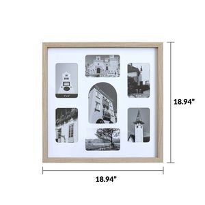 Solid Wood A2 Ornate Multi-Photo Collage <b>Wall</b> <b>Frame</b> 7 Pictures Natural Finish - Product Image 4