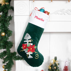 Christmas Stockings Plaid Red With Snowflake Embroidery Faux <b>Fur</b> <b>Trim</b> Soft Cotton Decorative Holiday Hanging Sock - Product Image 5