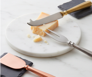 Juego de 4 cuchillos para queso con hoja de acero inoxidable y mango de cobre, herramientas para queso con espátula, tenedores y cuchillo para uso en la cocina. - Product Image 5