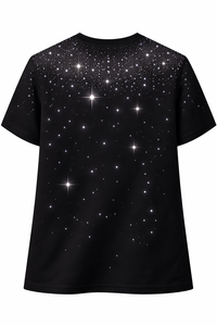 เสื้อยืดโอเวอร์ไซส์สีดำสำหรับผู้ชาย ลายพิมพ์คริสตัลสไตล์ฤดูร้อน ผ้าฝ้าย สตรีทแวร์ ลำลอง ทรงหลวม รับสกรีนโลโก้ ดีไซน์ใหม่ - Product Image 4