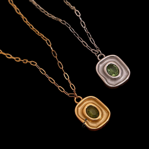 Hot <b>Iced</b> <b>Out</b> Pendant Necklace 925 Silver Plated Green Stone Bezel Setting Link <b>Chain</b> Unisex Everyday Wear From India Supplier - Product Image 2
