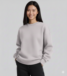 Factory Custom Front <b>Back</b> Logo Women's Oversized Pullover <b>Drop</b> Shoulder Mock Neck Sweatshirt Breathable - Product Image 3