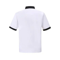 Chemise d'uniforme de serveur à manches courtes blanche pour homme avec col et poignets noirs pour utilisation en restaurant et bar