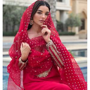 ชุดนักออกแบบปาร์ตี้สวมด้านบนและด้านล่างพร้อมแขนยาวสามส่วน dupatta - Product Image 3