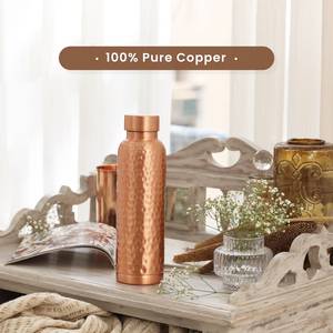 Heavy <b>Gauge</b> Durable Copper Water Bottle for Daily Use Lightweight Travel Friendly Gym Yoga FAIZA CRAFT FC-5681 Classic Design - Product Image 6