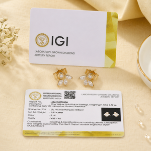 Nouveauté : Boucles d'oreilles en or massif 14 carats avec diamant de laboratoire certifié IGI, taille marquise brillante, pour fiançailles, mariage, bijoux pour femmes - Product Image 6