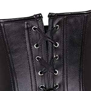 High Quality Black <b>Leather</b> Corset Customized Zipper Front Firm Control Breathable Everyday Waist Cinchers for Ladies Body - Product Image 6