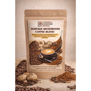 Mélange de café aux champignons shiitake Livewell Nutrition 100g Extrait de mycélium Soutien immunitaire - Product Image 3