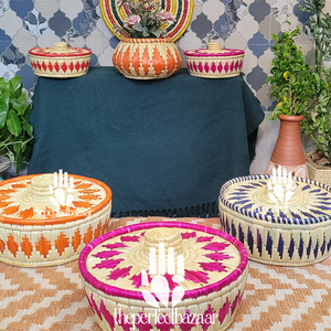 Cesta de Almacenamiento Redonda de Hierba Moonj Natural Vintage con Tapa, Diseño Ecológico - Product Image 4