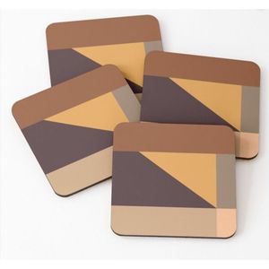 Juego de Posavasos Hechos a Mano de Madera de Mango con Incrustaciones de Esmalte Azul y Base de Metal Dorado |   Posavasos Redondos Decorativos de Madera para el Hogar y Bar - Product Image 5