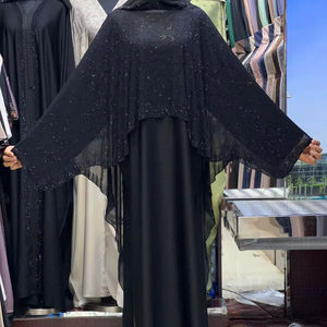 ชุดอาบายะห์ผู้หญิงแบบดั้งเดิมสีดำสวยงามสไตล์ตุรกี ผ้าโพลีเอสเตอร์ระบายอากาศได้ดี สำหรับเทศกาลอีด ปี 2025 ดูไบ ซาอุดิอาระเบีย มุสลิม - Product Image 1