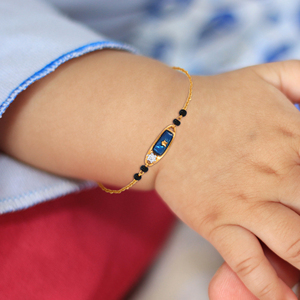 Handcrafted 14K Yellow <b>Gold</b> Evil Eye Women's <b>Bracelet</b> with Adjustable Chain Black <b>Beads</b> and Lab Grown Diamond Charm - Product Image 4