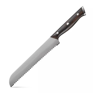 Cuchillo de panadería ecológico de acero inoxidable, cuchillo de utilidad dentado largo, cortador de corteza con mango de Micarta, rebanador de pan - Product Image 3