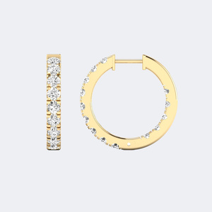 3.65 CTW Round Brilliant Diamond Pavé Set <b>Large</b> <b>Hoop</b> Earrings - Product Image 4