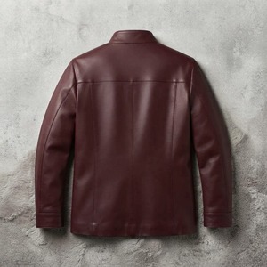 Men's Genuine Leather Winter <b>Biker</b> <b>Jacket</b> Waterproof Stand Collar Casual Leather <b>Jacket</b> - Product Image 6