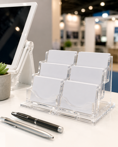 Clear Acrylic Business Card Holder for Desk Transparent Name Card Holder <b>Display</b> Stand Lucite Countertop Desk Organizer - Product Image 5