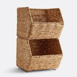 Panier de rangement de bureau en jacinthe d'eau naturelle, design tendance, paniers de rangement. - Product Image 1