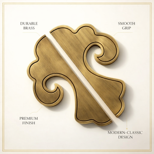 มือจับประตูทองเหลืองโบราณแบบทันสมัย Nimbus ทนทาน สวยงาม |   อุปกรณ์ตกแต่งประตูทางเข้าโรงแรมรูปทรงโค้ง - Product Image 3