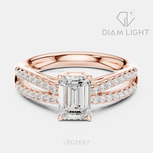 Bague de fiançailles en or blanc 14 carats avec diamant de laboratoire de 0,90 carat, taille émeraude, pierres latérales, bague de mariée, certifiée IGI, bijoux fins pour femmes - Product Image 3