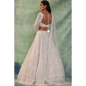 Heera <b>Creation</b> Designer <b>Beautiful</b> White Lehenga Choli for Weddings Featuring Stunning Thread Embroidery Work - Product Image 3