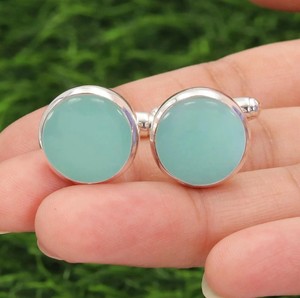 Boutons de manchette en chrysoprase, argent sterling 925, luxe, 10 grammes, pour hommes, garçons d'honneur, smoking, mariage, accessoires formels, cadeau - Product Image 1