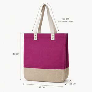 Sac fourre-tout de plage en jute laminé bicolore avec logo personnalisé, 37x40x18cm, réutilisable, avec poignées en coton, vente en gros, fabricant - Product Image 2