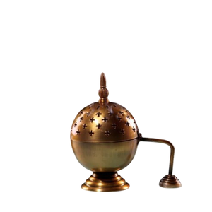 Handcrafted Antique Brass Burner Traditional <b>Holder</b> With Handle For Home Purification Meditation And Spiritual Puja Rituals - Product Image 3