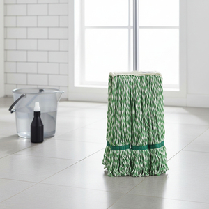 Mopa Plana Comercial de Algodón con Mango Largo para Limpieza de Suelos Mojados, Resistente, Reutilizable, Industrial, Plegable y con Escurridor - Product Image 1