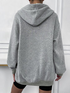 Sweat-shirt surdimensionné personnalisé pour femmes, sweat-shirt thermique à épaules tombantes, fermeture éclair, sweat-shirt à capuche, fabrication 2024 - Product Image 3