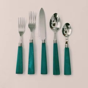 Support Customize Logo Hotel Restaurant Serving Spoon Knife <b>Fork</b> and Spoon Shiny Sliver Cutlery With Twisted Handles - Product Image 3
